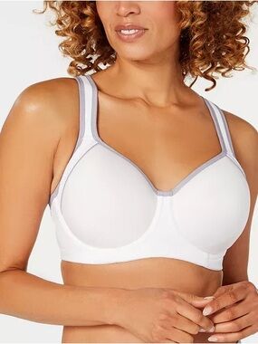 WACOAL Women's Contrast Trim Contour Sport Bra size 34DDD white grey